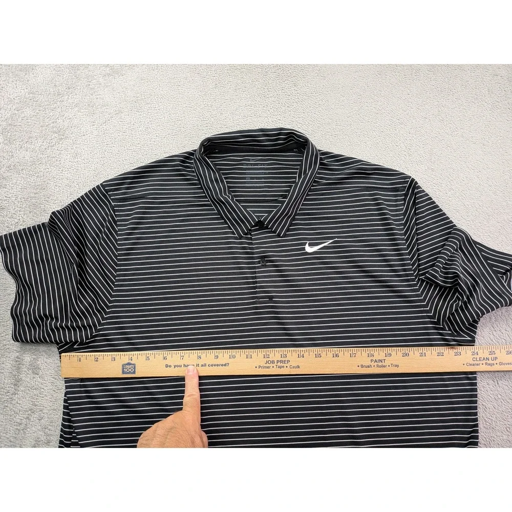 Nike Golf Dri-FIT Polo Shirt Mens XL Black White Striped AJ5482-010 Short Sleeve